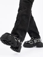 Lolita Shoes Mechanical Style Combat Boots Thick Sole Metal Accent Derby Streetwear Platform Boots