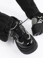 Lolita Shoes Mechanical Style Combat Boots Thick Sole Metal Accent Derby Streetwear Platform Boots