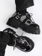 Lolita Shoes Mechanical Style Combat Boots Thick Sole Metal Accent Derby Streetwear Platform Boots