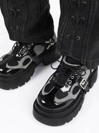 Lolita Shoes Mechanical Style Combat Boots Thick Sole Metal Accent Derby Streetwear Platform Boots