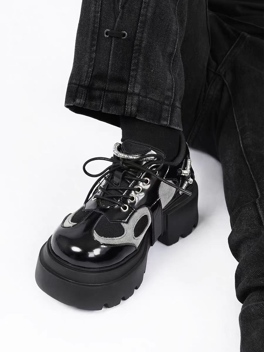 Lolita Shoes Mechanical Style Combat Boots Thick Sole Metal Accent Derby Streetwear Platform Boots