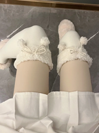Milky White Stockings Japanese Winter Cute Lolita Thigh Socks Fleece Knee Socks High Tube Socks Lolita Accessories