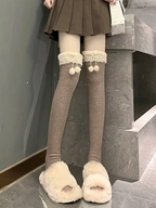 Milky White Stockings Japanese Winter Cute Lolita Thigh Socks Fleece Knee Socks High Tube Socks Lolita Accessories