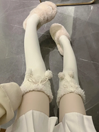 Milky White Stockings Japanese Winter Cute Lolita Thigh Socks Fleece Knee Socks High Tube Socks Lolita Accessories