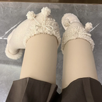 Milky White Stockings Japanese Winter Cute Lolita Thigh Socks Fleece Knee Socks High Tube Socks Lolita Accessories