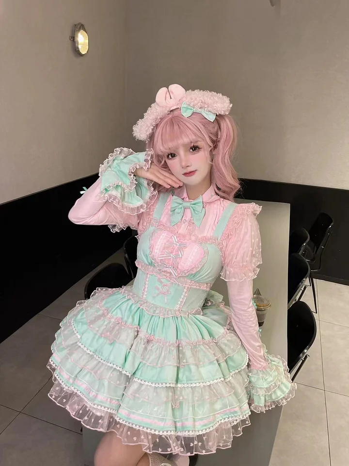 Mint Green Sweet Cute Sleeveless Cake Dress Trouser Dress Lolita Princess Dress