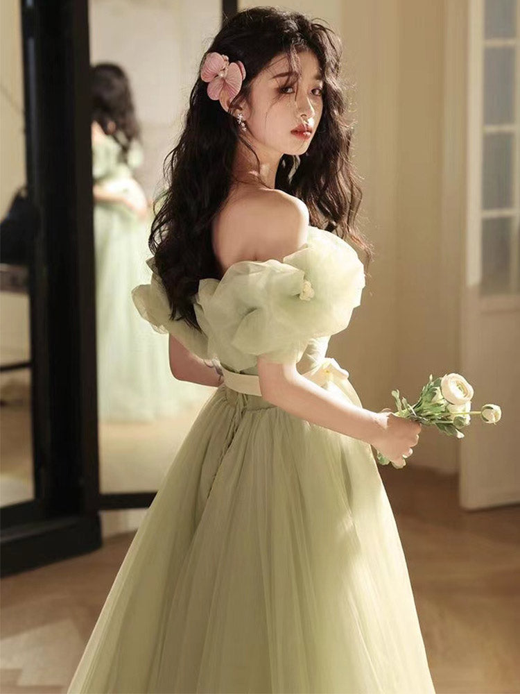 Mori Kei Fashion JSK Dream Green Princess Evening Dress Fairy Gauze Skirt Student Adult Ceremony