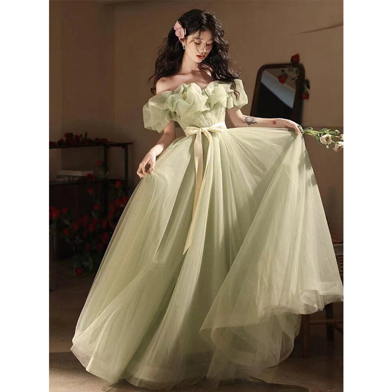 Mori Kei Fashion JSK Dream Green Princess Evening Dress Fairy Gauze Skirt Student Adult Ceremony