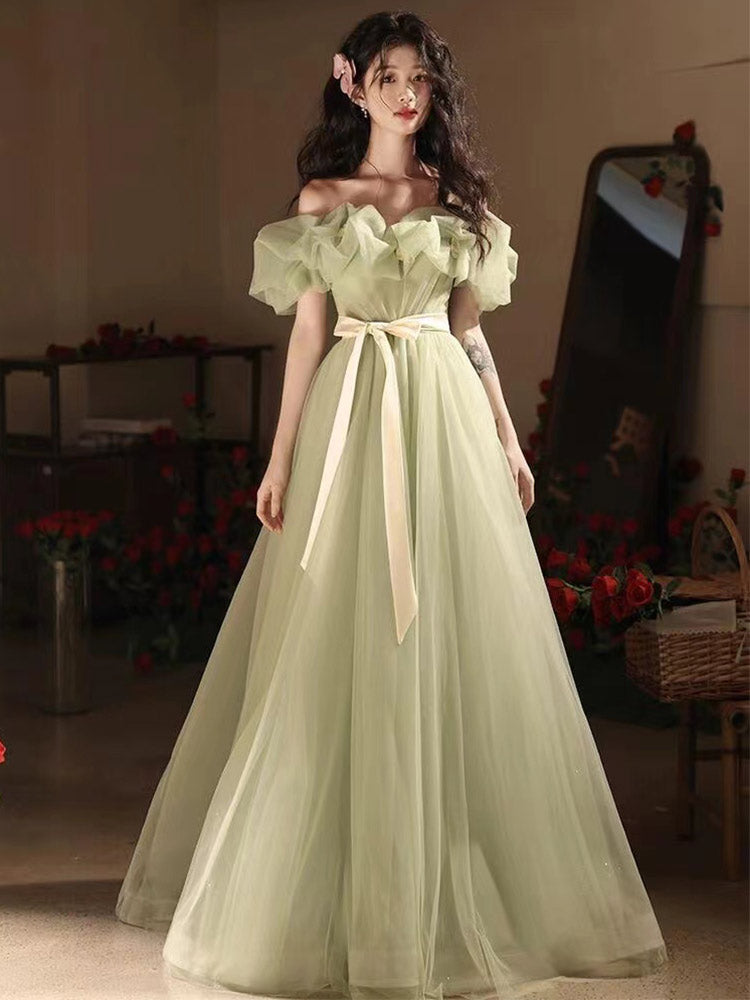 Mori Kei Fashion JSK Dream Green Princess Evening Dress Fairy Gauze Skirt Student Adult Ceremony