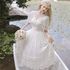 Wedding Lolita White Flower Lace Elegant Dress
