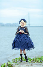 Navy JSK Lolita Dress Lace Midi Dresses