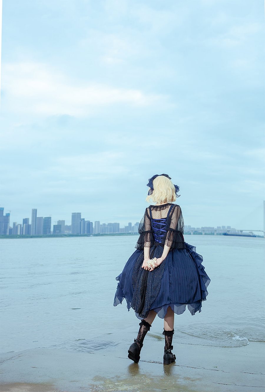 Navy JSK Lolita Dress Lace Midi Dresses