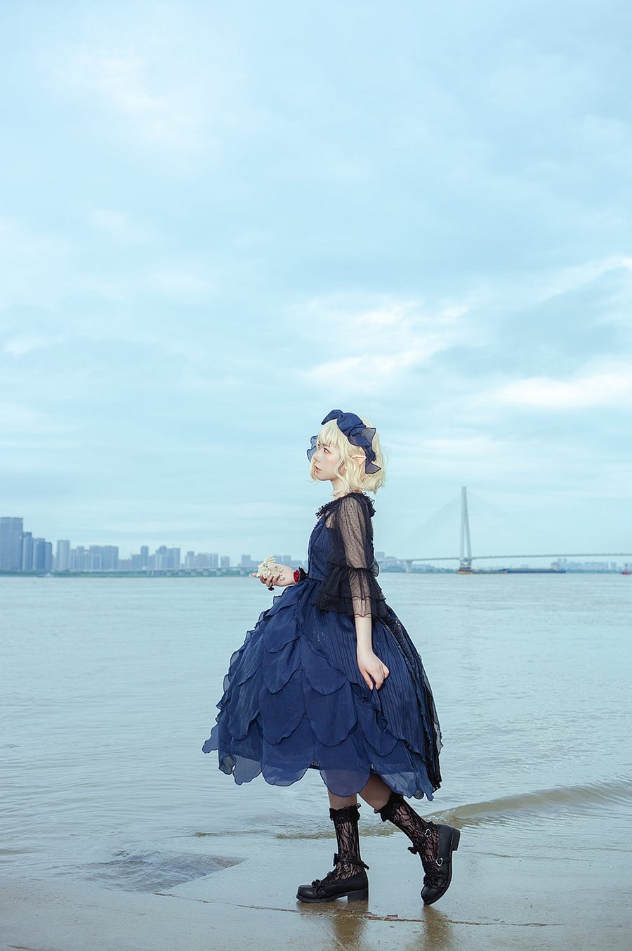 Navy JSK Lolita Dress Lace Midi Dresses