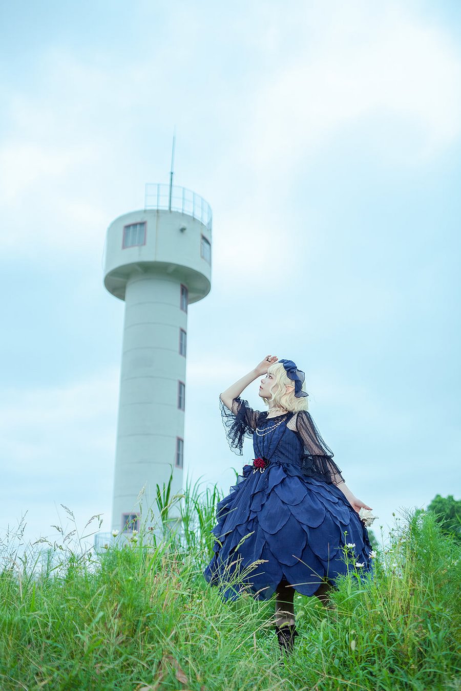 Navy JSK Lolita Dress Lace Midi Dresses