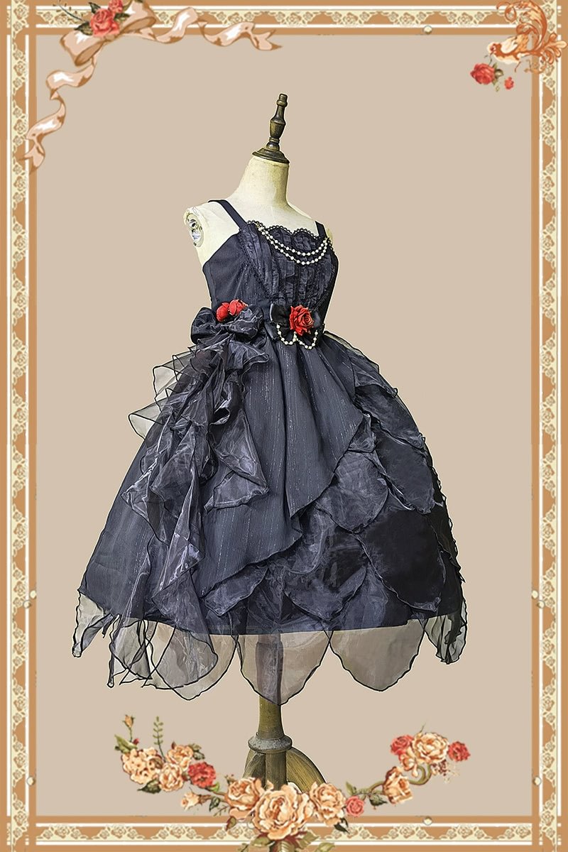 Navy JSK Lolita Dress Lace Midi Dresses