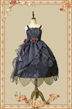 Navy JSK Lolita Dress Lace Midi Dresses