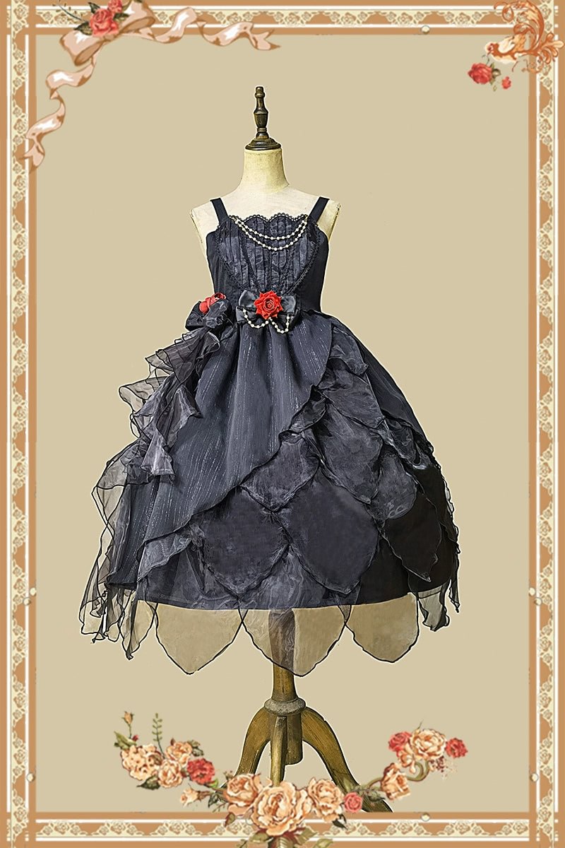 Navy JSK Lolita Dress Lace Midi Dresses