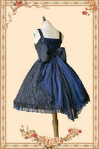 Navy JSK Lolita Dress Lace Midi Dresses