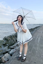 Navy Style Cute Sailor Suit Japanese KawaiiPlus Size Lolita Dress Short Sleeve Plus Size 4XL Lolita Dress One Piece Dress