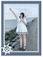 Navy Style Cute Sailor Suit Japanese KawaiiPlus Size Lolita Dress Short Sleeve Plus Size 4XL Lolita Dress One Piece Dress