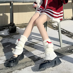 New Year's Christmas Red Leg Cover Knitted Socks Cover Cute Medium Tube Lolita Stockings Warm Lolita Lolita Accessories