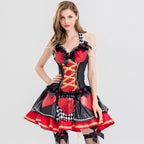 Gothic LolitaRed Heart Halloween Queen of Hearts Costume for Women Red Heart Sequin Fairy Tale Queen Dress