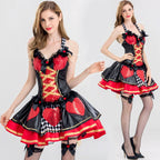 Gothic LolitaRed Heart Halloween Queen of Hearts Costume for Women Red Heart Sequin Fairy Tale Queen Dress