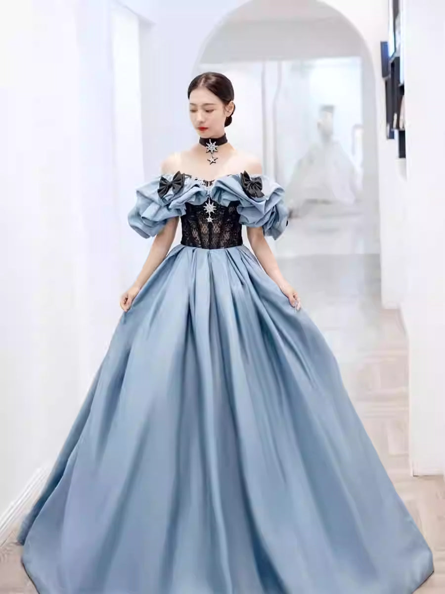 Classic Lolita High-end Blue Evening French Light Luxury Birthday Princess Performance Premium Dress