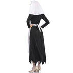 Gothic Lolita Halloween Black and White Vampire Nun Costume for Women Scary Bloody Long Dress