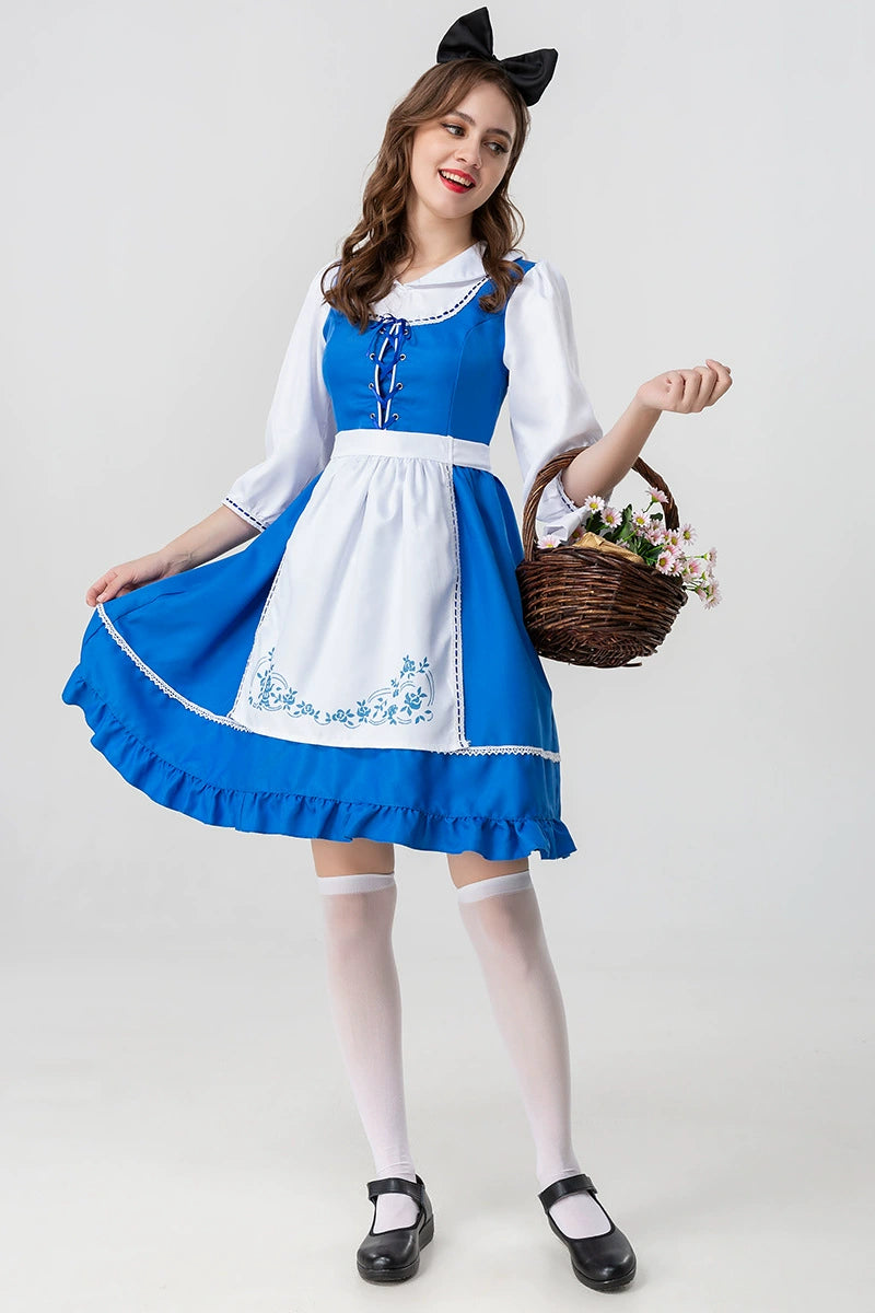 [Pre]Maid Outfit Farm Dress Blue Oktoberfest Costumes Peasant Maid Tea Party Lolita Dresses