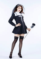 Goth Lolita Nun Dress Black Evil Vampire Ghost Oktoberfest Halloween Cosplay Dresses