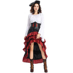 Goth Lolita Pirate Queen Dress Beige White Captain Jack Halloween Cosplay Dresses