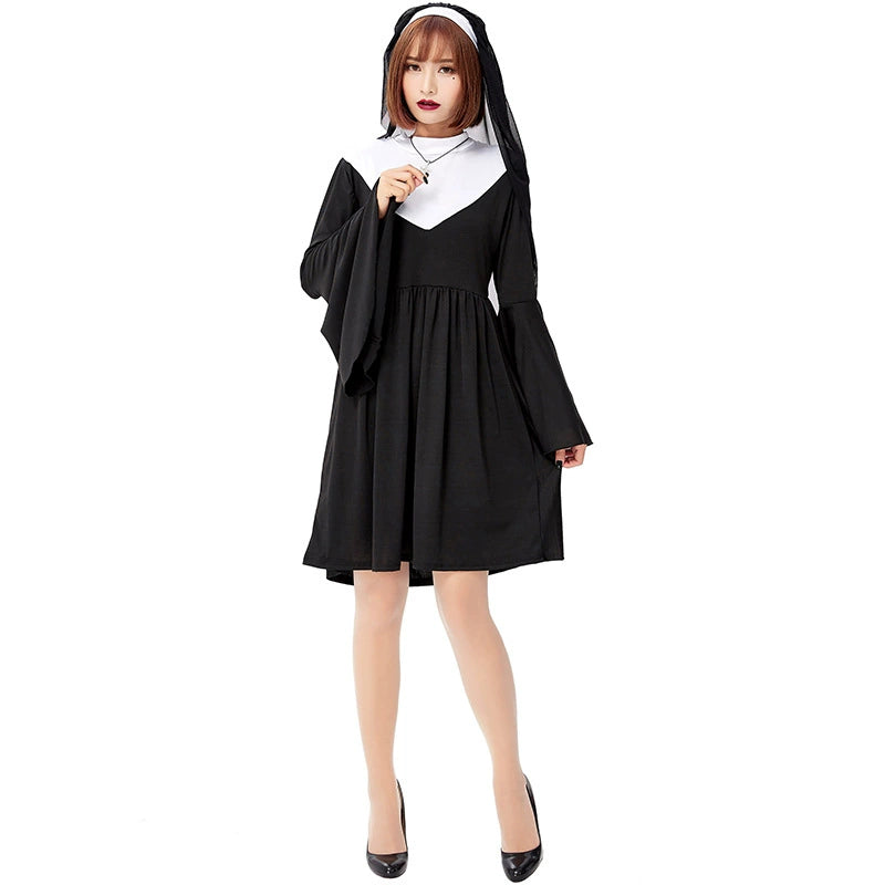 [Pre]Goth Lolita Black Choir Cross Nun Dress Halloween Cosplay Dresses