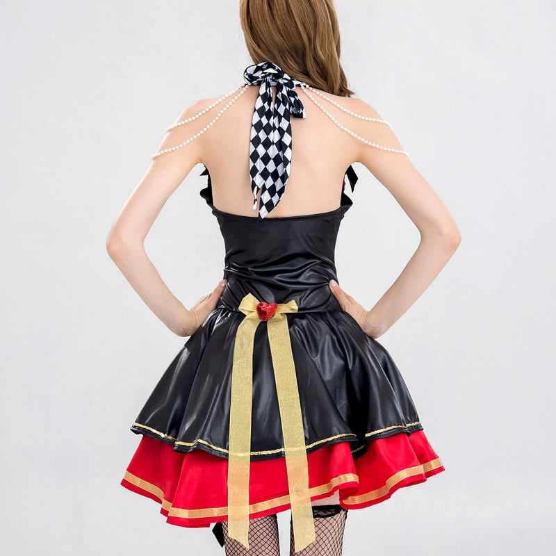 Gothic LolitaRed Heart Halloween Queen of Hearts Costume for Women Red Heart Sequin Fairy Tale Queen Dress