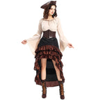 Goth Lolita Pirate Queen Dress Beige White Captain Jack Halloween Cosplay Dresses