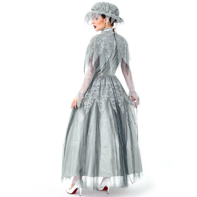 Goth Lolita Princess Dress Silver Skeleton Bride Halloween Cosplay Lolita Dresses