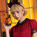 Gothic Lolita Halloween Red Black Gothic Castle Maid Dress for Women Sexy Slim Fit Cosplay Costume