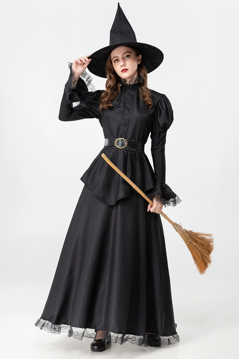 Gothic Lolita Halloween Black Witch Costume for Women - Gothic Vampire Cosplay Party Dress