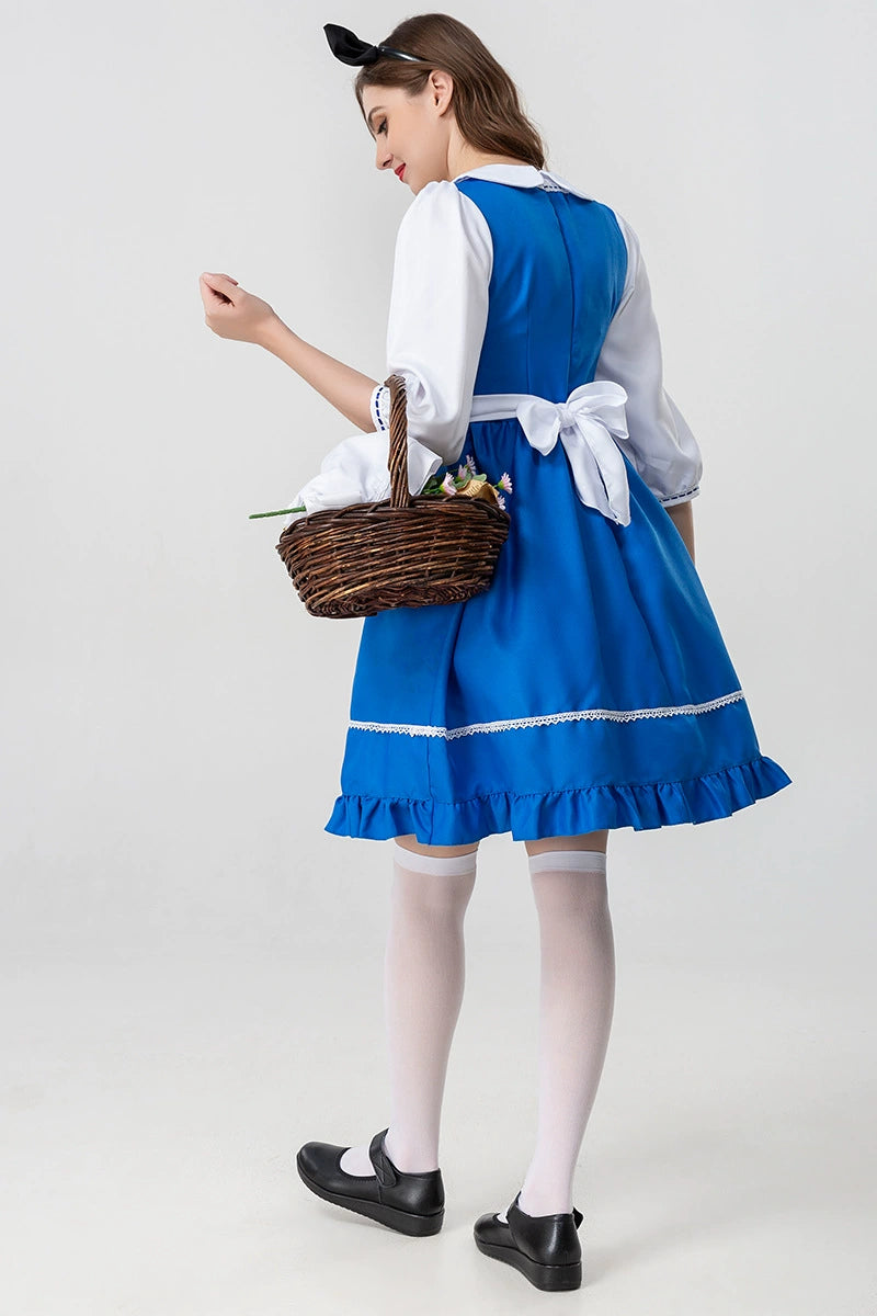 [Pre]Maid Outfit Farm Dress Blue Oktoberfest Costumes Peasant Maid Tea Party Lolita Dresses