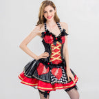 Gothic LolitaRed Heart Halloween Queen of Hearts Costume for Women Red Heart Sequin Fairy Tale Queen Dress