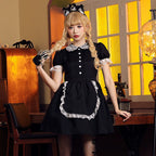 Gothic Lolita Halloween Red Black Gothic Castle Maid Dress for Women Sexy Slim Fit Cosplay Costume