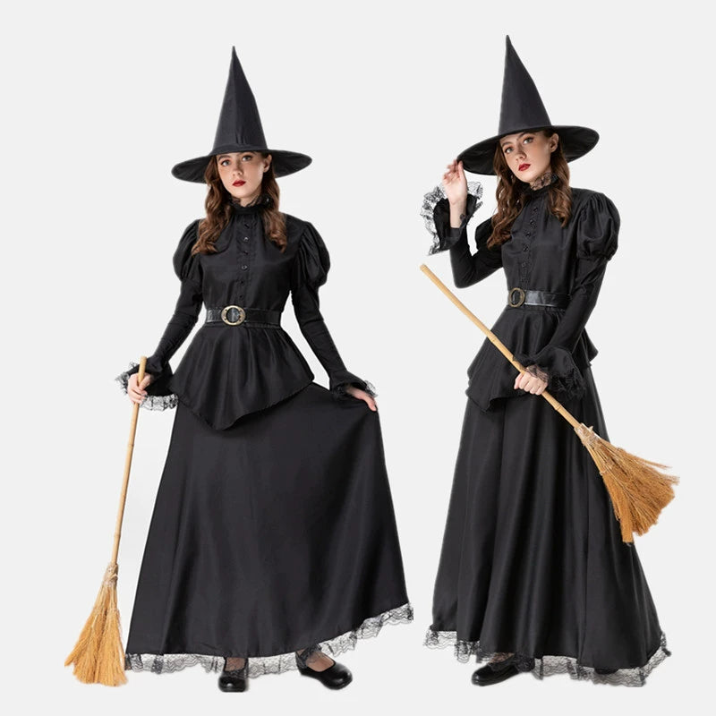Gothic Lolita Halloween Black Witch Costume for Women - Gothic Vampire Cosplay Party Dress