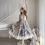 Oil Painting Print Elegant Lolita Dress Court Gorgeous Dream Suspender Dress Shawl Lolita Voyage