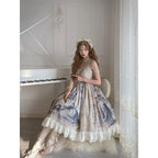 Oil Painting Print Elegant Lolita Dress Court Gorgeous Dream Suspender Dress Shawl Lolita Voyage