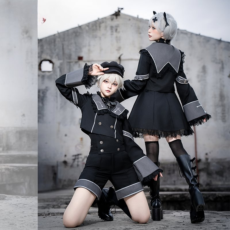 Ouji Fashion Black Set Lolita Prince's Jacket Shirt Daily Outfit