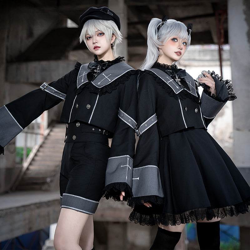 Ouji Fashion Black Set Lolita Prince's Jacket Shirt Daily Outfit