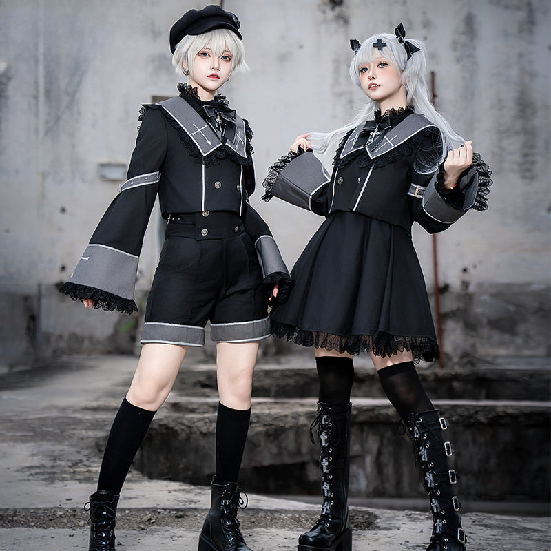 Ouji Fashion Black Set Lolita Prince's Jacket Shirt Daily Outfit