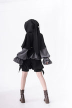 Ouji Fashion Dark Lolita Prince Set Black Rabbit Cloak Bow Gray Blouse Style Cool Ruffle