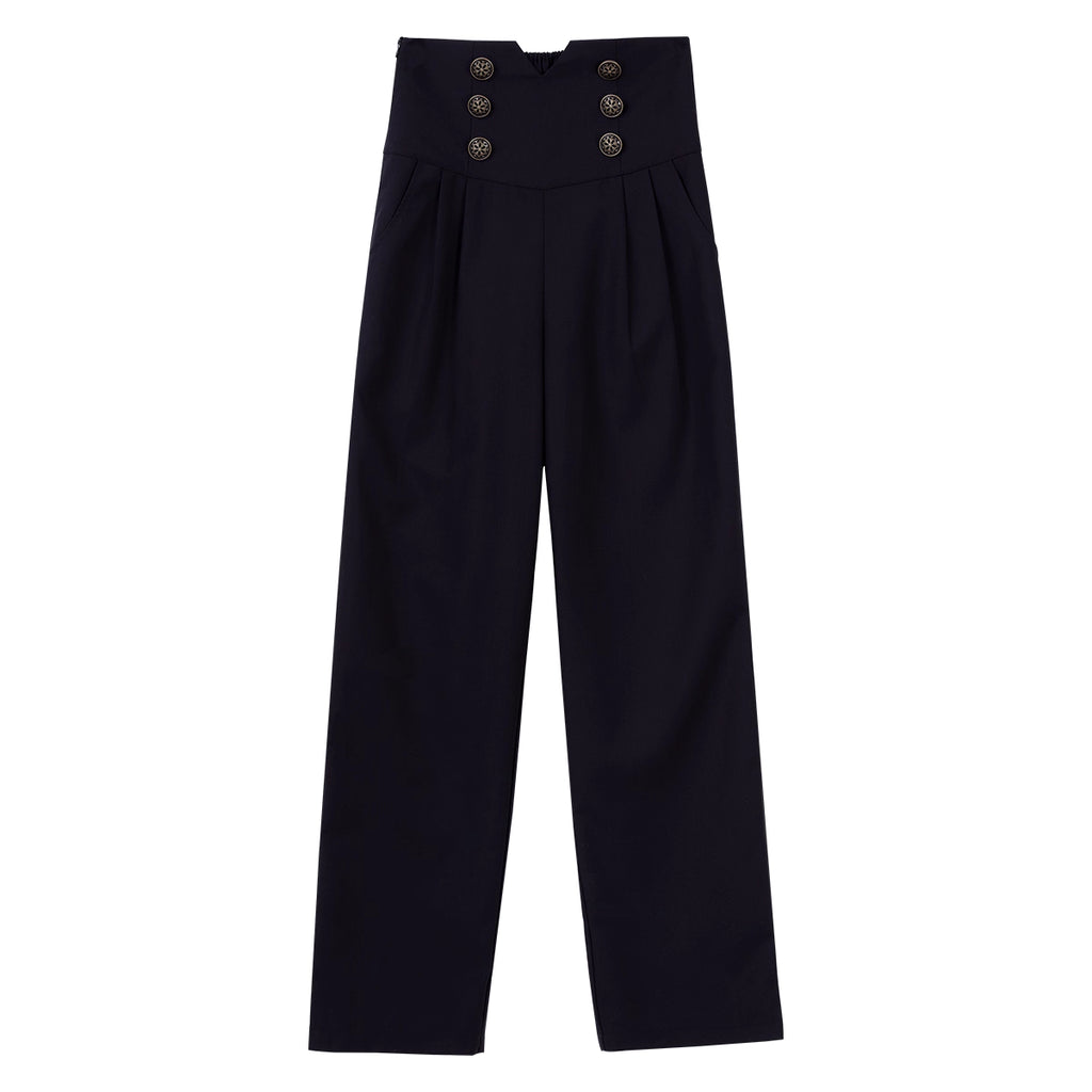 Crafted with aristocratic darkness, these tailored trousers blend Gothic romance and Victorian structure. The sharp lines and subtle brocade textures evoke a vampiric elegance, while functional details like hidden pockets and adjustable fastenings merge historical drama with modern wearability. Designed to pair with ruffled blouses and ornate coats, they anchor a hauntingly refined Ouji ensemble for winter nights shrouded in poetic mystery.