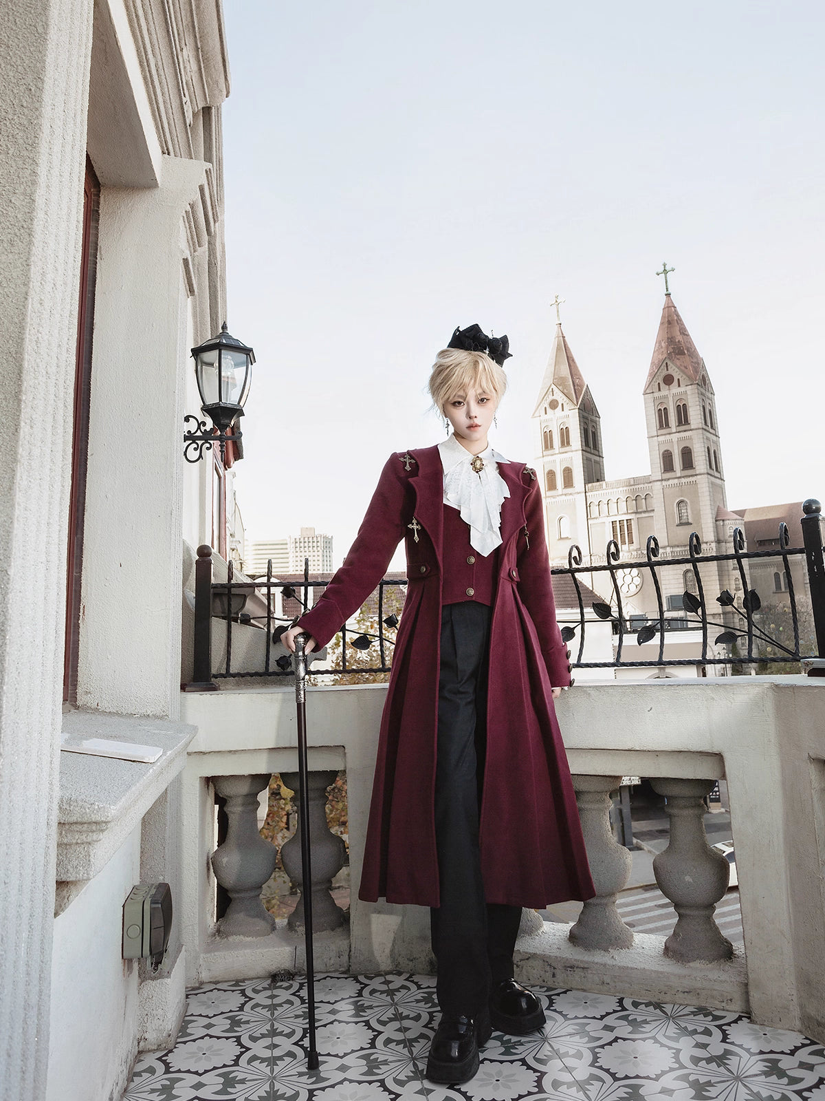 Crafted with aristocratic darkness, these tailored trousers blend Gothic romance and Victorian structure. The sharp lines and subtle brocade textures evoke a vampiric elegance, while functional details like hidden pockets and adjustable fastenings merge historical drama with modern wearability. Designed to pair with ruffled blouses and ornate coats, they anchor a hauntingly refined Ouji ensemble for winter nights shrouded in poetic mystery.